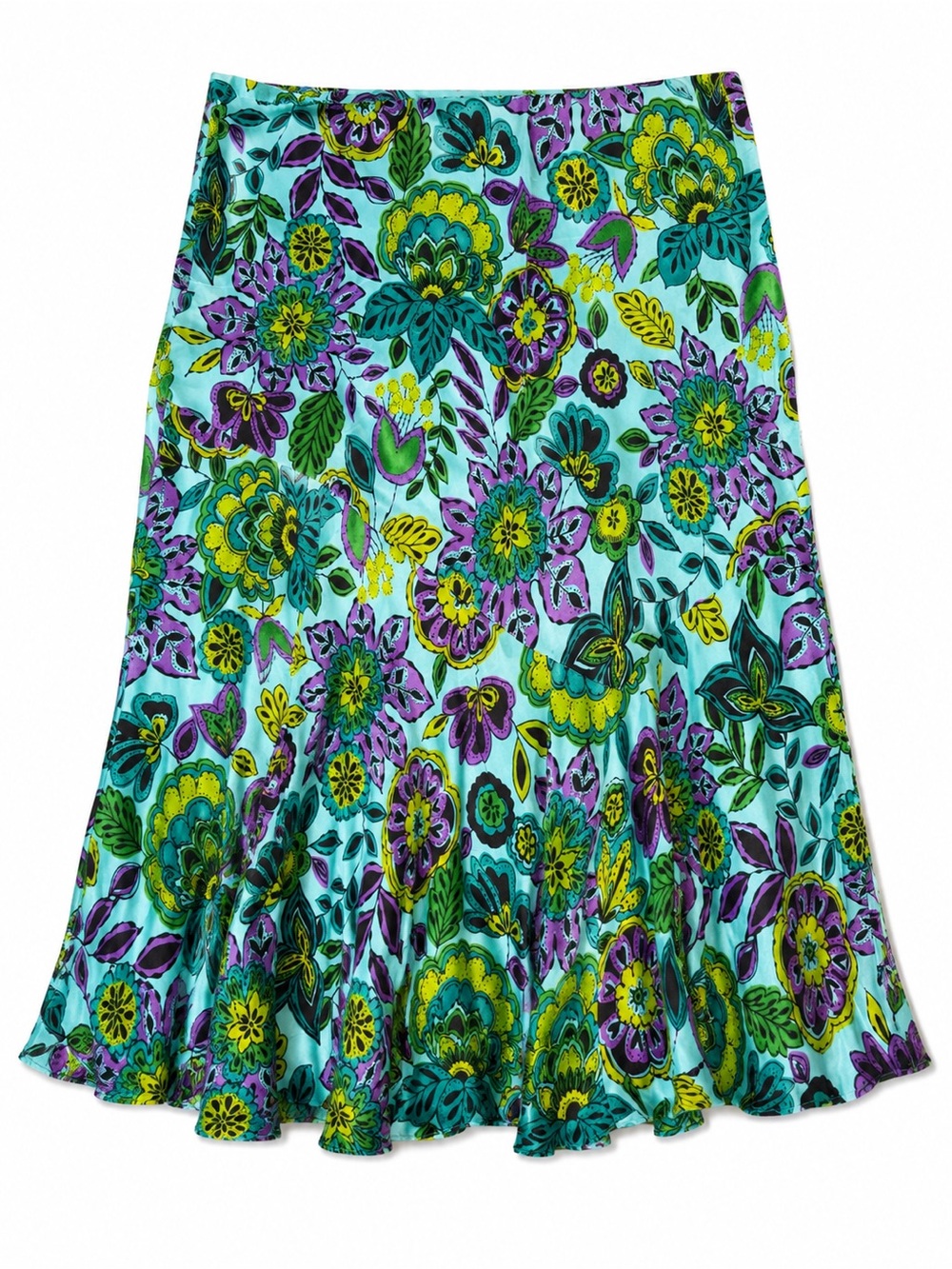 Grace Elements‎ Vtg 100% Silk Floral Midi Skirt Boho Resort Whimsigoth Size 14